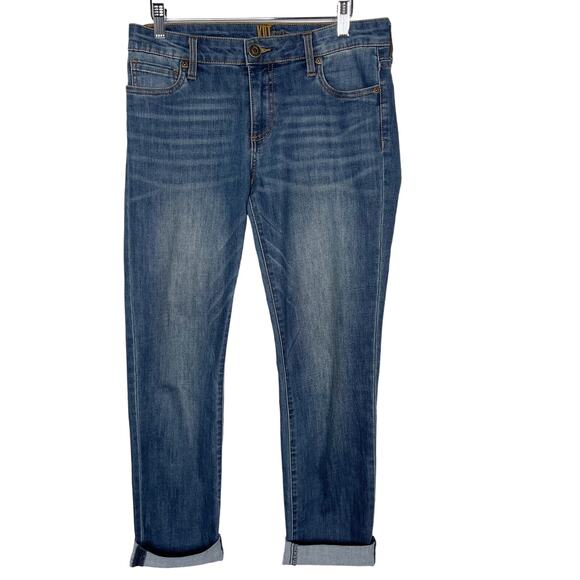 Kut from The Kloth Size 4 Boyfriend Straight Leg Jeans Cuffed Bottom Medium Wash - Picture 1 of 9